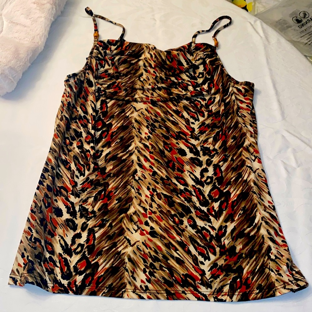 Sushi flower colorful, great neck, spaghetti strap top extra large